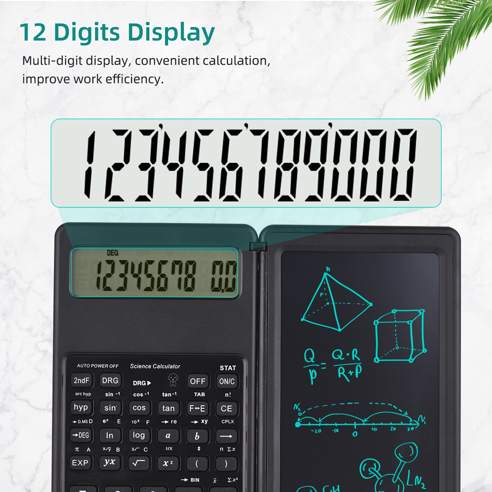 Calculator with LCD Writing Tablet Desktop Calculators 10 Digits Display with Stylus Erase Button Thin and Foldable