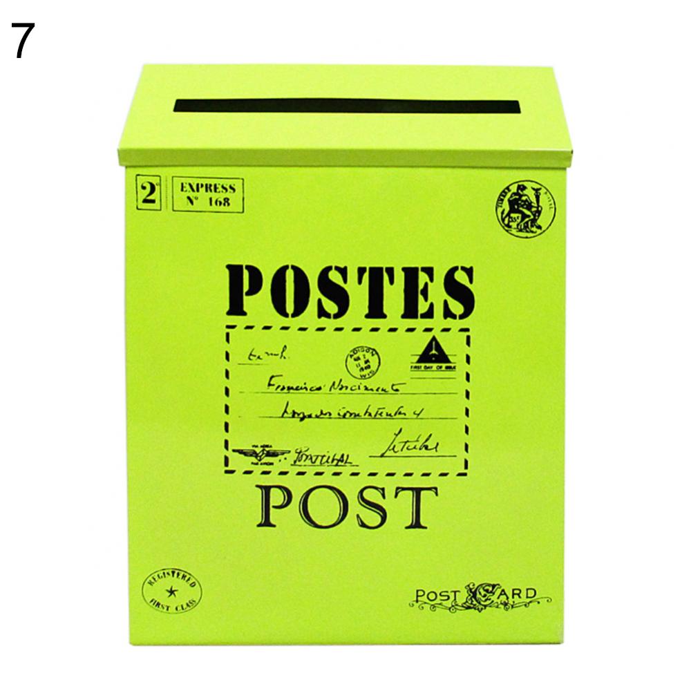 Retro Metal Wall Mounted Mailbox Bucket Newspaper Letter Box Post Garden Decor Flag Room Decor Home Accessories Caixa De Correio: Beige