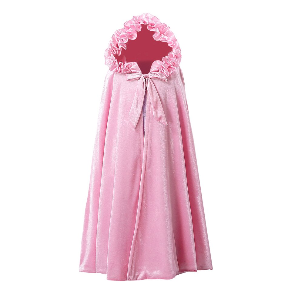 Girls Princess Long Cloak Elsa Belle Party Hooded Cloak Cinderella Aurora Ariel Sofia Rapunzel Christmas Cosplay Gown Costumes: Pink / 7-10T