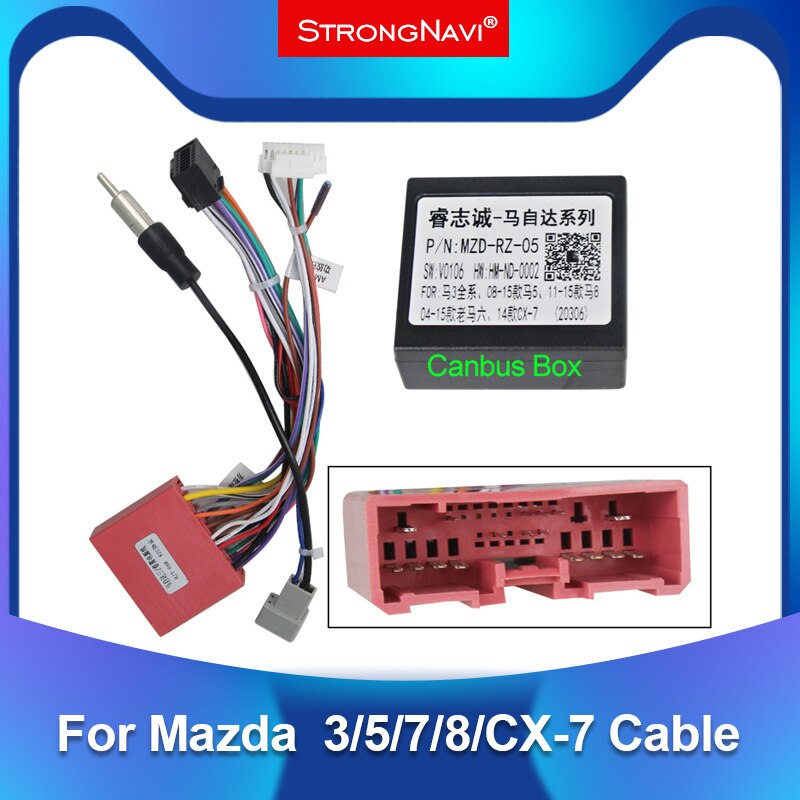 Sterke Navi Android Autoradio Speler Power Kabel 16 Pin Adapter Voor Mazda 3/5/7/8/CX-7 Met Canbus Box Radio Kabelboom