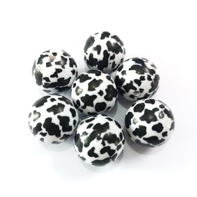 20Mm 100 Stks/partij Chunky Acryl Luipaard/Koe Streep Gedrukt Kralen Voor Chunky Sieraden: Cow stripe