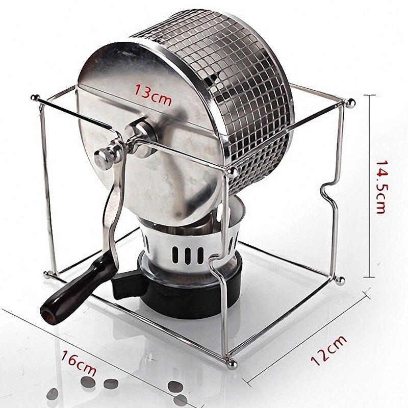 Home Hand-drying Bean Machine Manual Coffee Bean Roasting Machine Small Stainless Steel Roller Baking Machine HB01