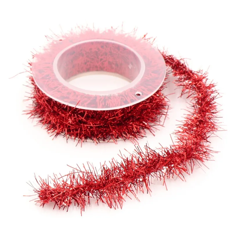 Adornos navideños de oropel de papel de aluminio de 1,5 m para boda ‌ Decoraciones de puerta de árbol de Navidad para de Navidad: Rojo