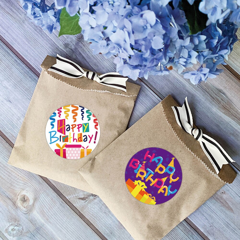 100-500pcs Cute Happy Birthday Sticker Birthday Decoration Label Sealing Balloon Cake Label Packaging Scrapbook Sticker