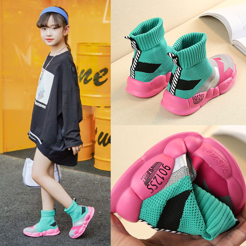 Spring Kids Sneakers Voor Meisjes Kinderen Casual Schoenen Meisje Slip-On Ademend Kinderen Sokken Schoenen 2022 Casual Sport Schoenen meisjes