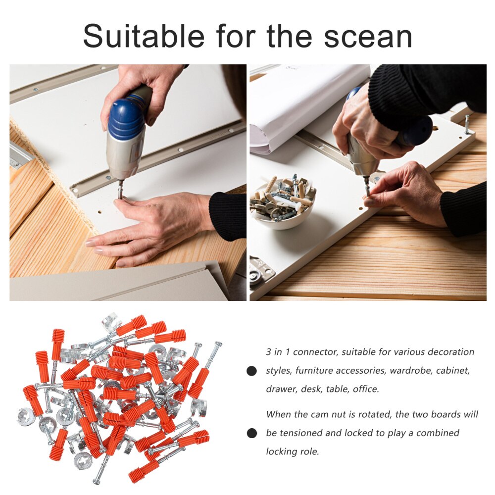 30 Sets Furniture Connecter Cam Lock Fitting for Cabinet Drawer Panel Connecting