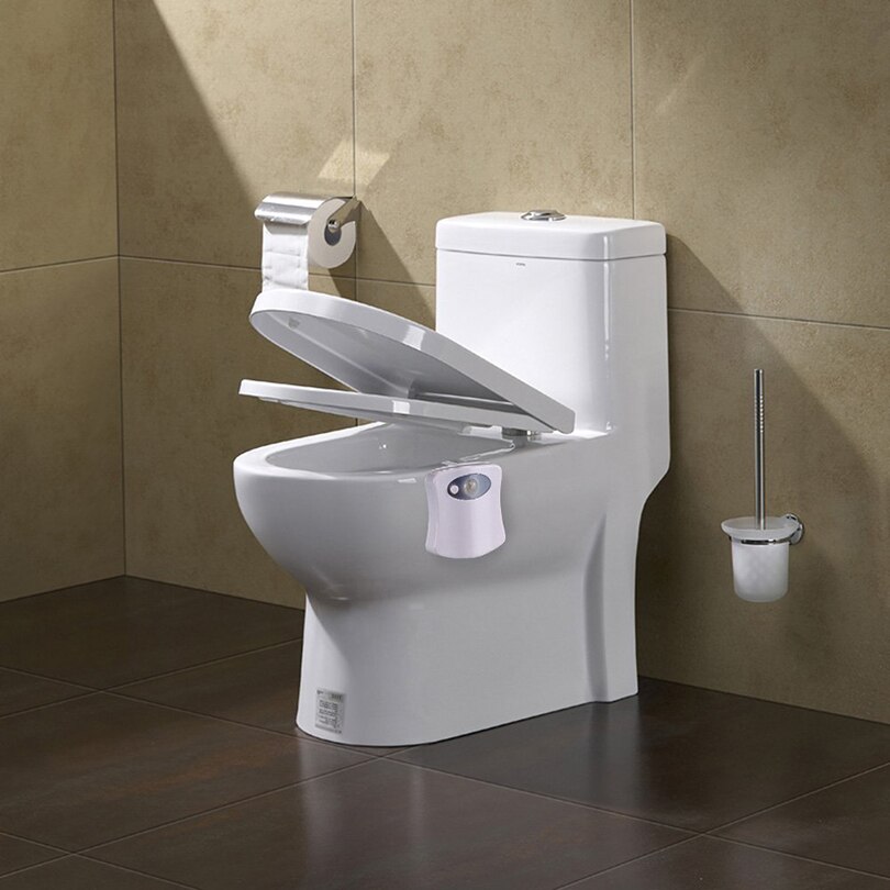 Lumière de Nuit LED pour Toilette Equipé d&#39;un Capteur de Mouvement, modèle PIR, 8 Couleurs Différentes, Eclairage pour Cuvette, Salle de Bain