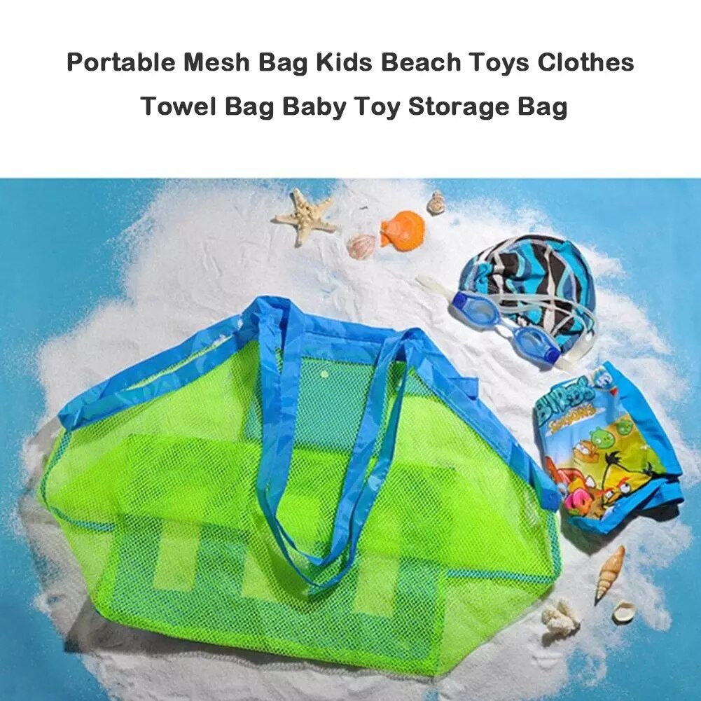 Draagbare Mesh Bag Kids Strand Speelgoed Kleding Handdoek Pakket Grote String Tas Shell Zand Graven Tool Kit Voor Chlidren