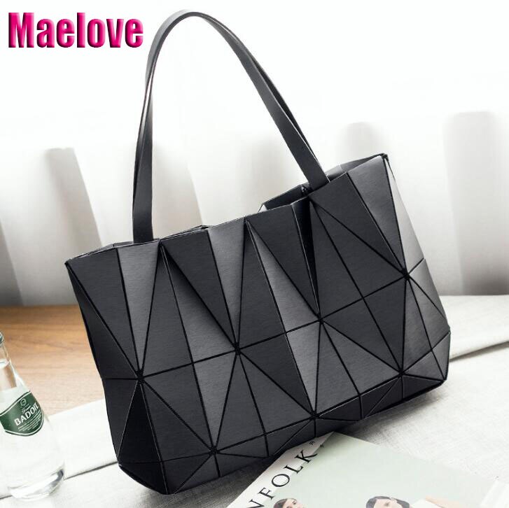 Maelove women-bag Geometric Diamond Folding Tote Shoulder Bags Matte color Geometry Handbags for Girls