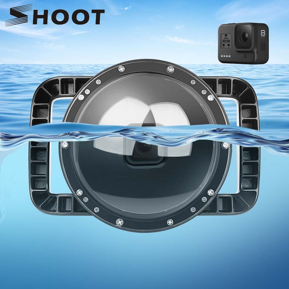 Schieten Dual Steel Duiken Dome Poort Voor Gopro Hero 8 Zwart 45M Waterdichte Lens Cover Behuizing Case Met Trigger voor Go Pro Hero 8