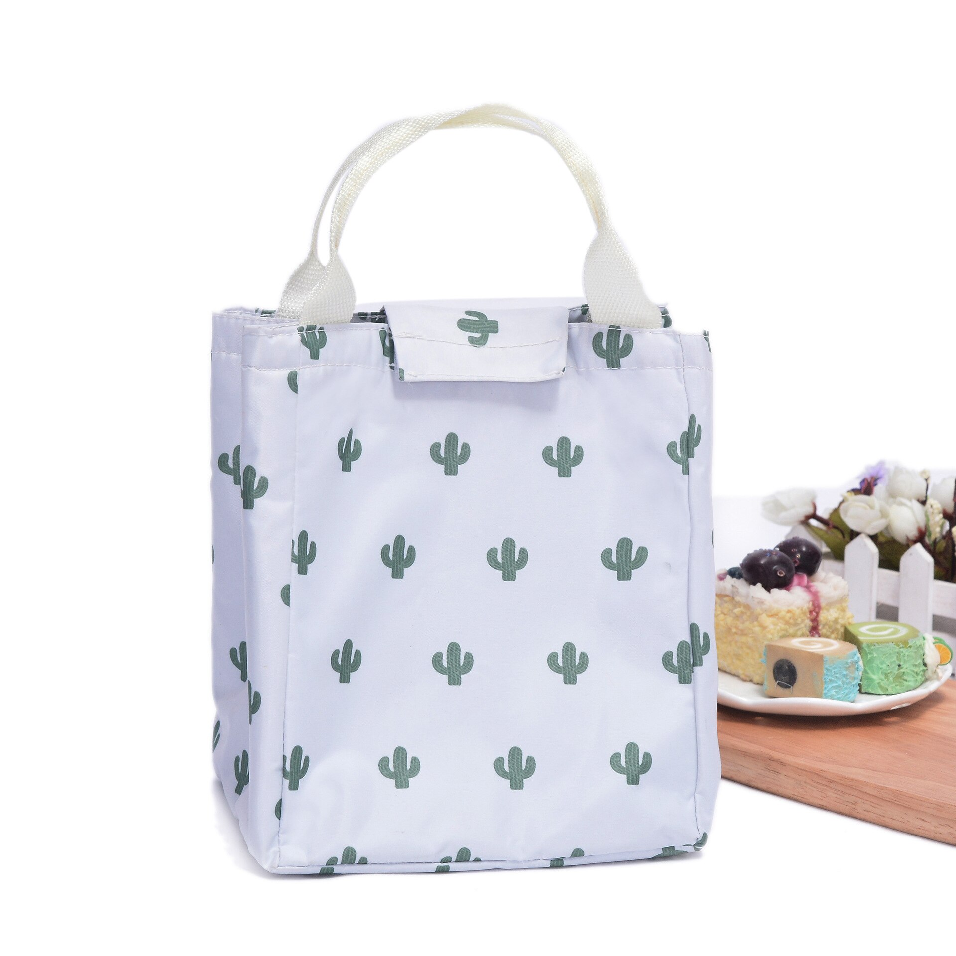Tyk hånd bento frokostpose koldisolering isoleret taske udendørs picnic isoleret friskhed madpose: Kaktus