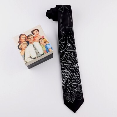 Cravate 7CM pour hommes et femmes, Original, impression amusante, rétro, décontracté personnalité artistique, cravate avec croquis pour étudiants,: A