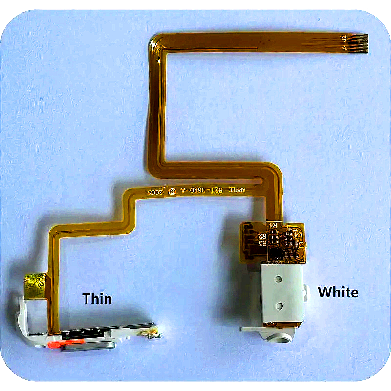 Cable flexible de Audio para auriculares, Conector de auriculares para iPod Classic 7th Gen 160GB, 6th Gen 80GB/120GB, 5th/video Gen 30GB-blanco y negro-Delgado