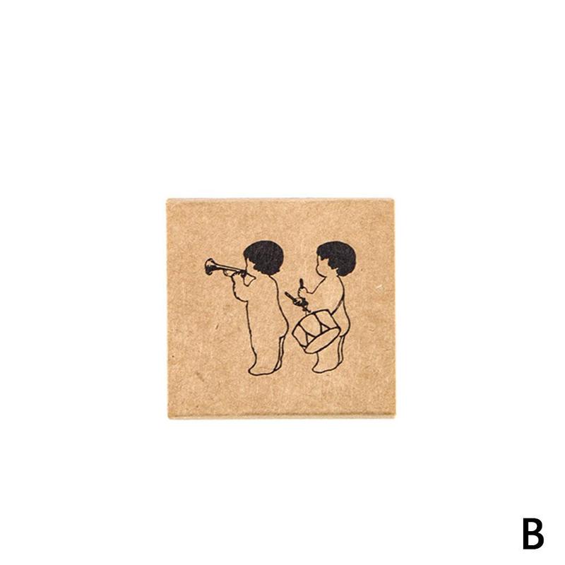 Sellos de goma madera con personajes de dibujos animados, para decoración de Scarpbooking, manualidades DIY, sellos de madera, suministros de papelería escolares: B