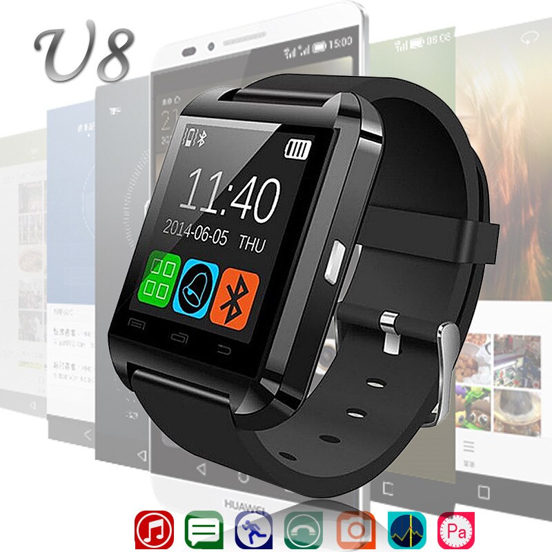 Bluetooth Smart Horloge U8 Mannen Vrouwen Sport Elektronica Smartwatch Met Camera Whatsapp Voor Android Ondersteuning Sim Tf Card Waterdichte