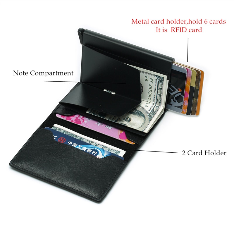 BISI GORO Slim RFID Wallet Business Card Holder Hasp Aluminum Credit Card Wallet Metal Credit Mini smart Men Purse Case