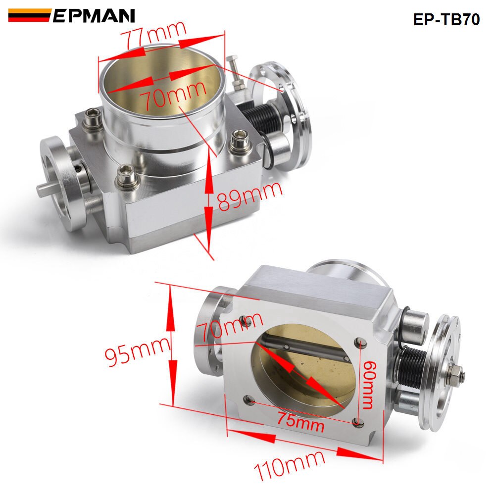 Universal Upgrade Aluminum Blue 70MM Throttle Body Intake Manifold MK1 MK2 MK3 EP-TB70