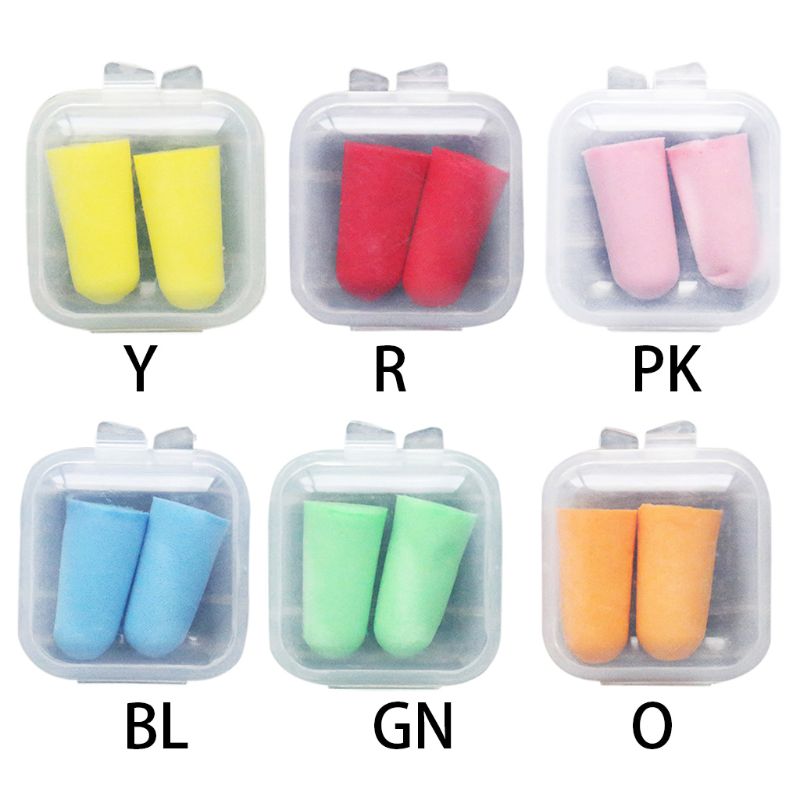 2Pcs/Pair Soft Foam Ear Plugs Tapered Travel Sleep Noise Cancelling Hearing Protection Sponge Candy Color Earbuds Reusable With
