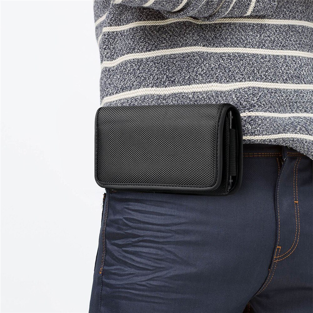 Universal Casual Phone Pouch For iPhone 11 Pro Max Xs XR X 6 7 8plus Case Belt Clip Holster Oxford Cloth Bag Flip Cover