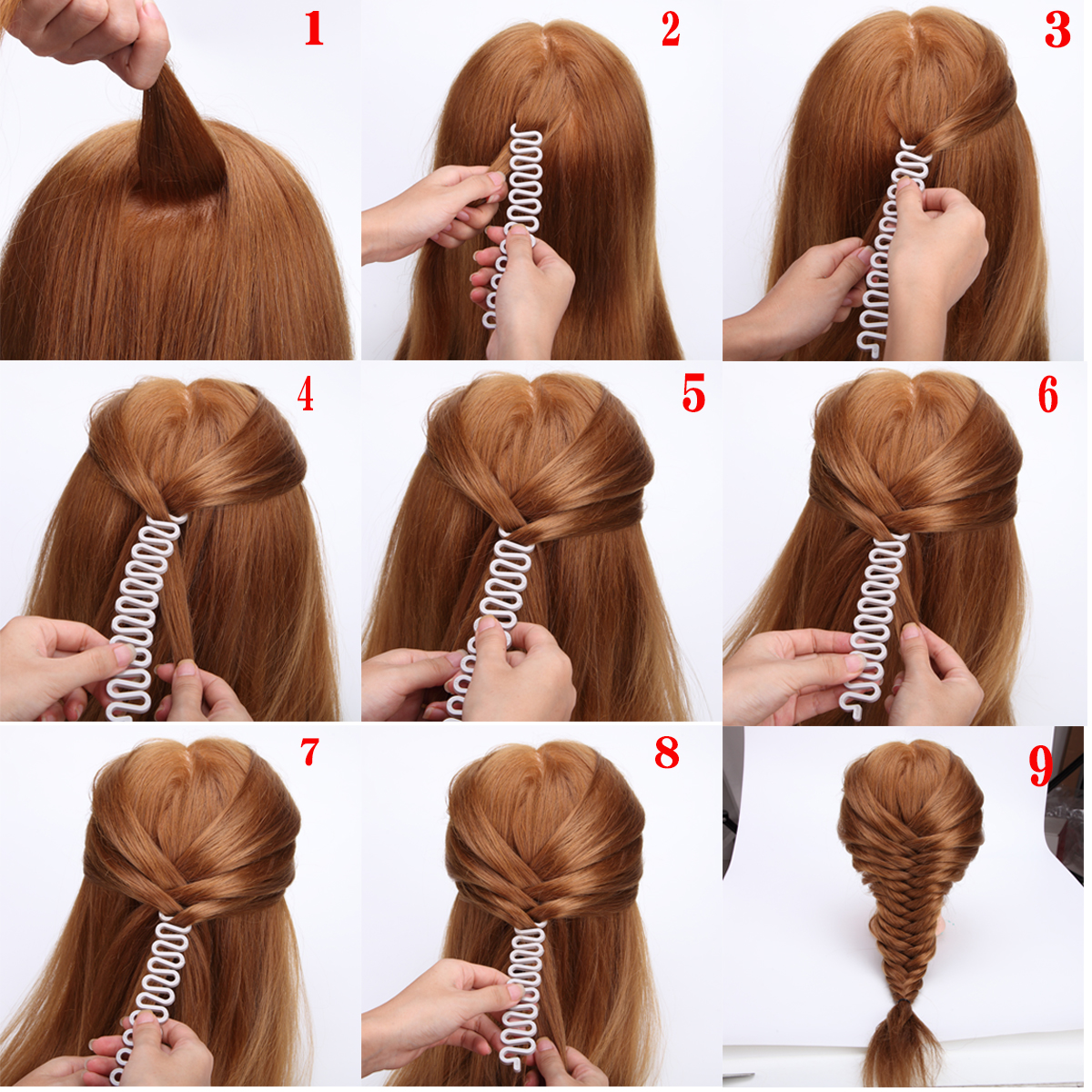 9 arten Dame Französisch Haar Flechten Fisch Bindung Weben Geflecht Rolle mit Haar Twist Styling Brötchen Hersteller DIY Haar Band Werkzeuge