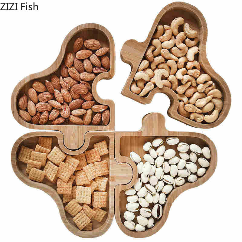 Fruit Plate Home Snack Plate Wooden Candy Dish Kitchen Home Supply