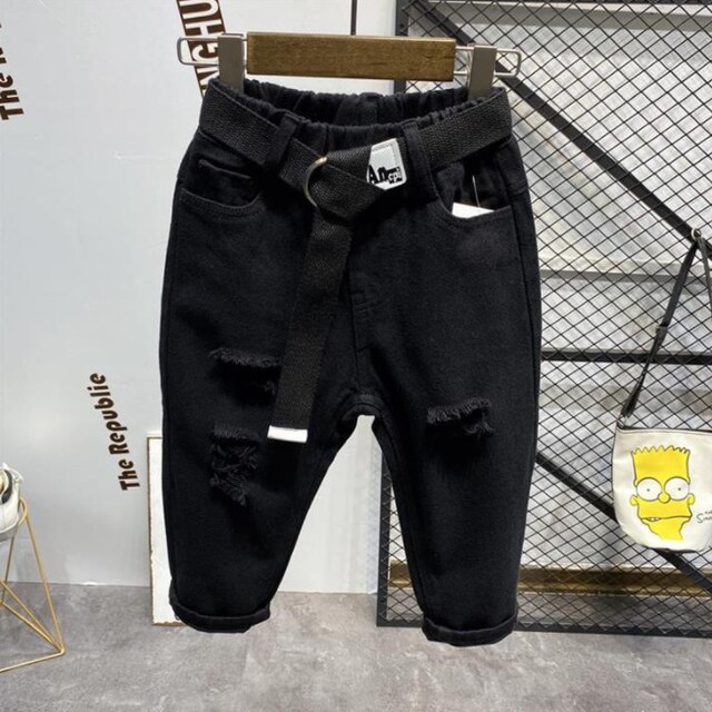 Jean blanc en Denim pour enfants de 2 à 7 ans, pantalon tendance pour garçons, collection 2022: Black / 3T--100cm