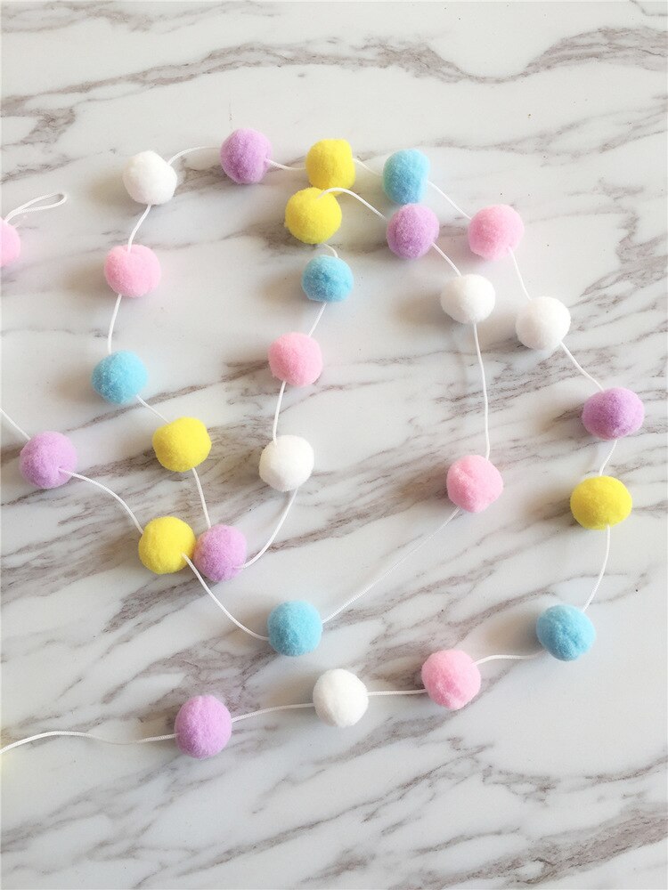 2M DIY-Bola de pelo de macarrón para decoración de habitación de bebé, Pancarta, protectores de cama, banderas de , decoración para habitación de niños y niñas