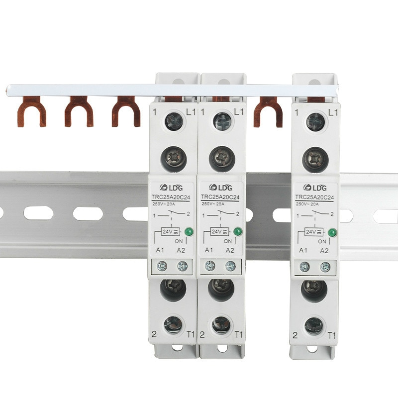 Thin Type Din Rail DC/AC 24V 20mA Input 250VAC 20A Output Soft Starting Relay Electromagnetic Module Relay TRC-25A20C24
