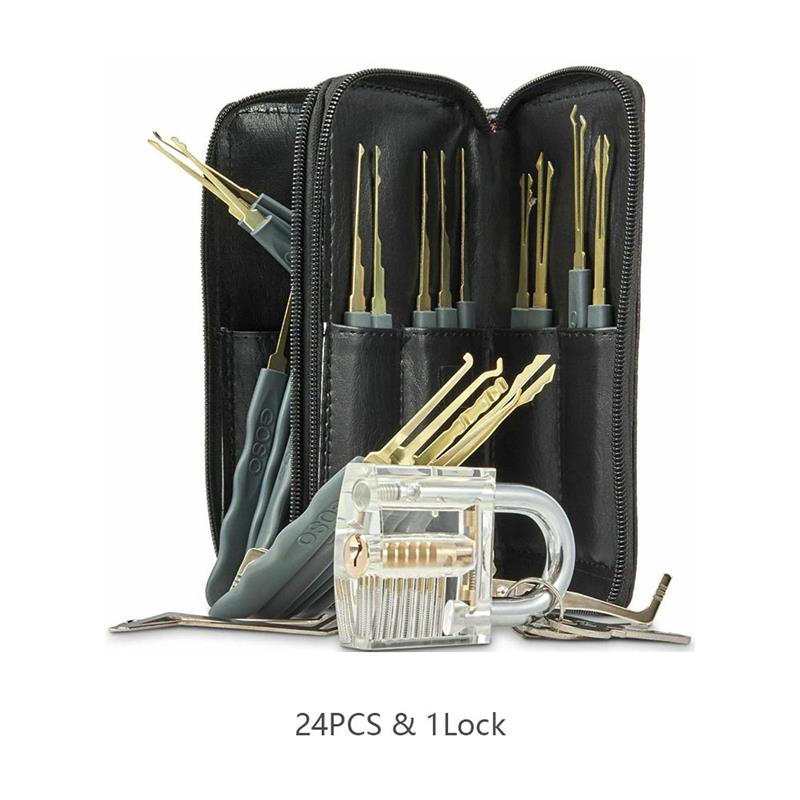 Locksmith Hand Tools Supplies Lock Pick Set Transparent Visible Practice Padlock With Broken Key Removing Hooks Hardware Tools