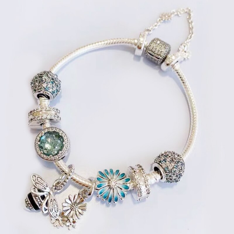 Zircone scimmia margherita serie giardino primavera argento 925 pieno di braccialetti padella regalo sorpresa di qualità alla moda femminile: 16 centimetri