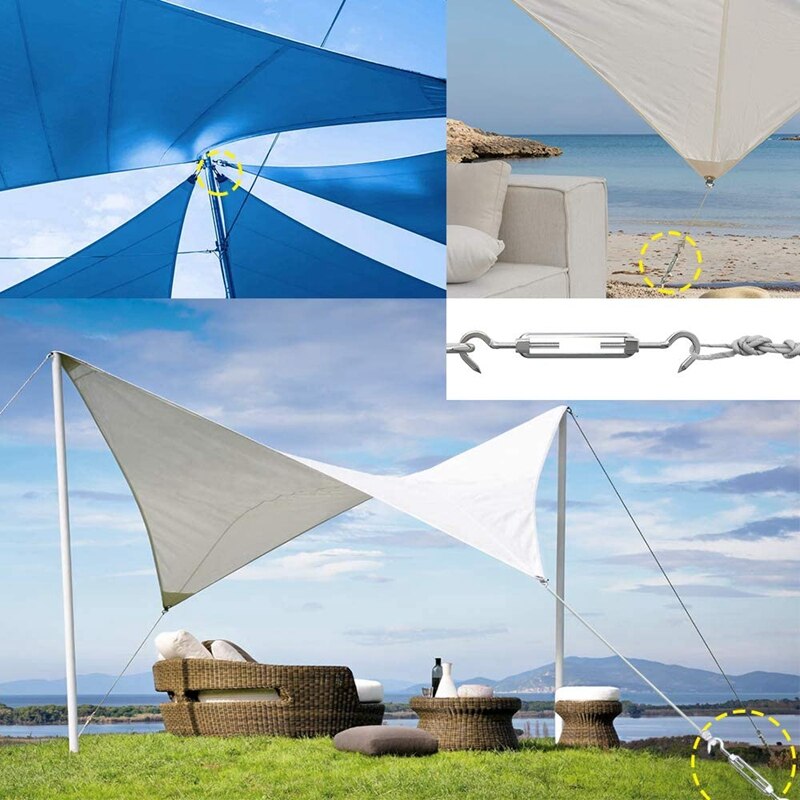 40Pcs Sun Shade Sail Fixing Kit Sail Shade Hardware Kit 304 Stainless Steel for Garden Rectangle/Square Installation