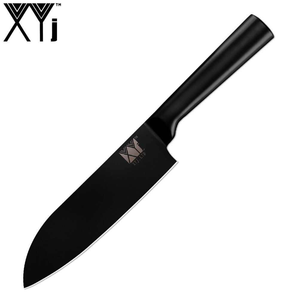 XYj 4pcs Kitchen Chopping Knife Set High Carbon Stainless Steel Santoku Utility Knife All Black Kitchen Tool Cooking Gadgets: F.7 santoku knife