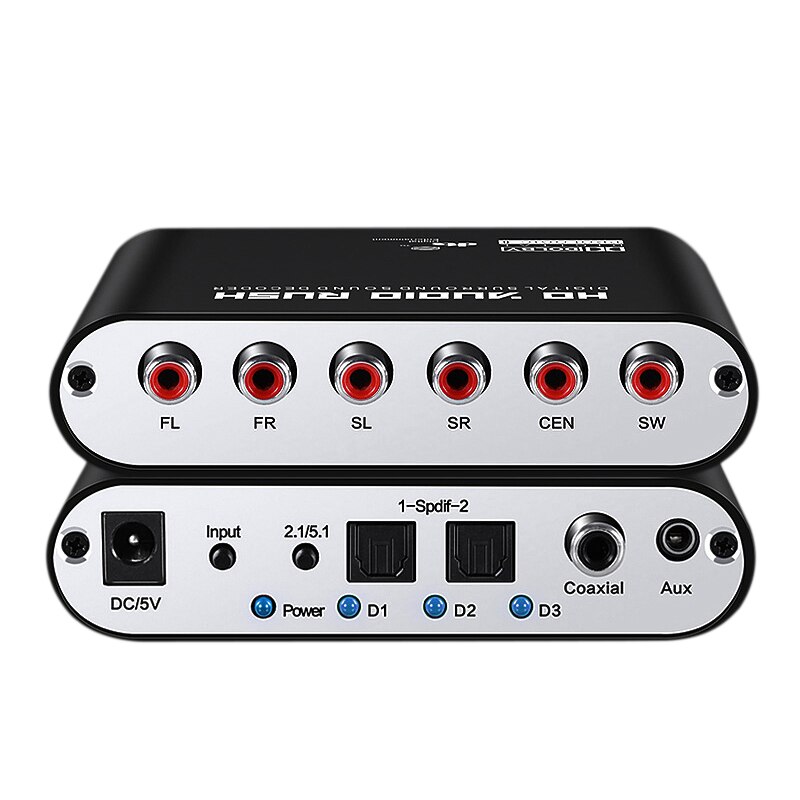 5.1CH o Rush Digital Sound Decoder Converter - Optical SPDIF/ Coaxial Dolby AC3 DTS Stereo to 5.1CH Analog o(EU Plug): Default Title