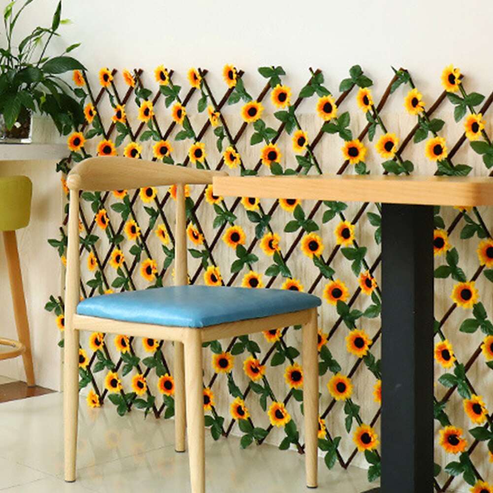 Espalier personvern skjerm drivhus hage skjerming enkel installering av tre hekk gjerde innendørs kunstige blomsterblader hjemme bakgård