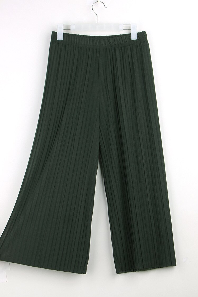 Vouw Geplooide Broek Vrouwen Broek Voor Vrouwen Bottoms Lente Zomer Casual Broek Midden Taille Wijde Pijpen Broek Vrouwelijke Pantalon mujer: army green