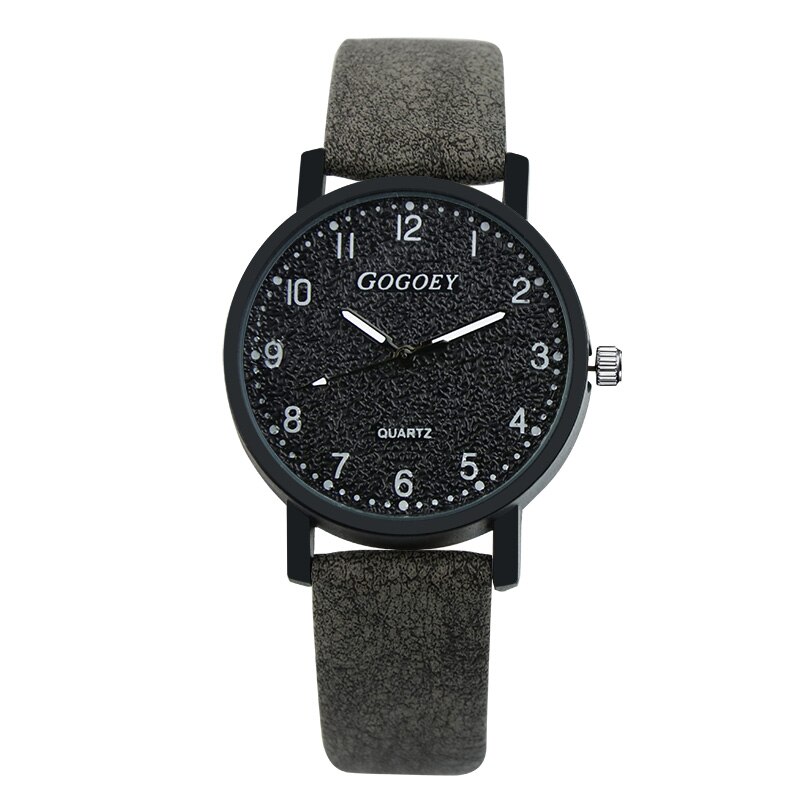 Gogoey frauen Uhren Leder Armbanduhr Frauen Uhren Damen Uhr Mujer Bajan Kol Saati Montre Feminino: black 1