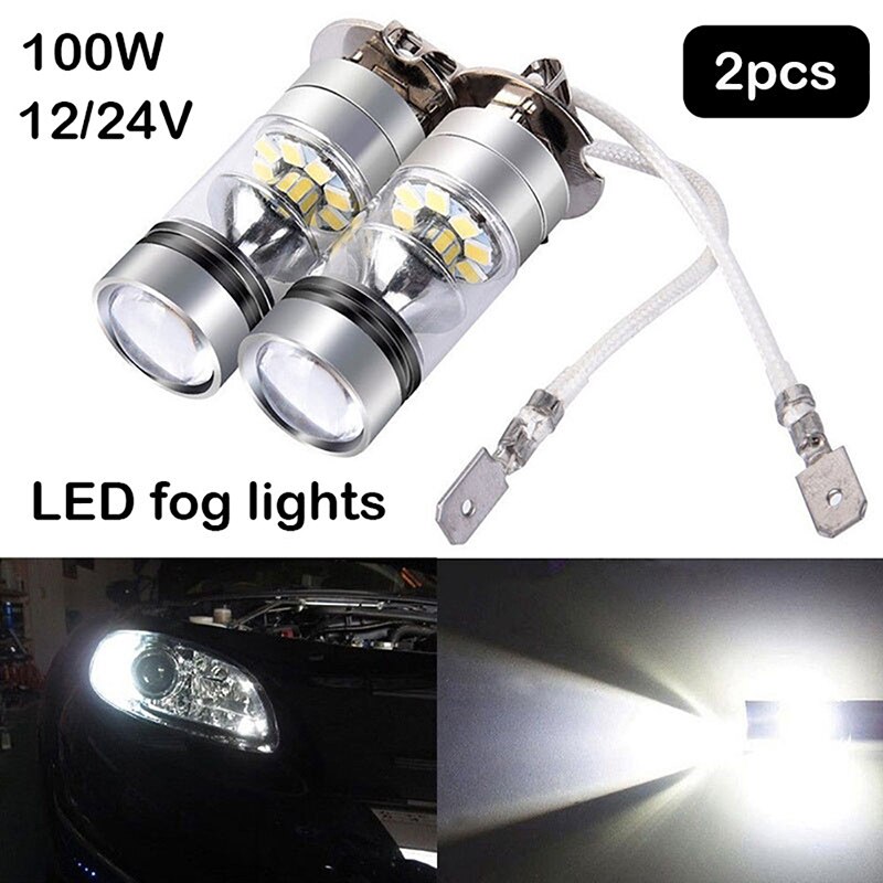 100W H3 Led Mistlamp Rijden Lamp 12/24V Fog Lamp Koplamp 10000LM Wit 6000K Auto koplamp Auto Vervanging Accessoires