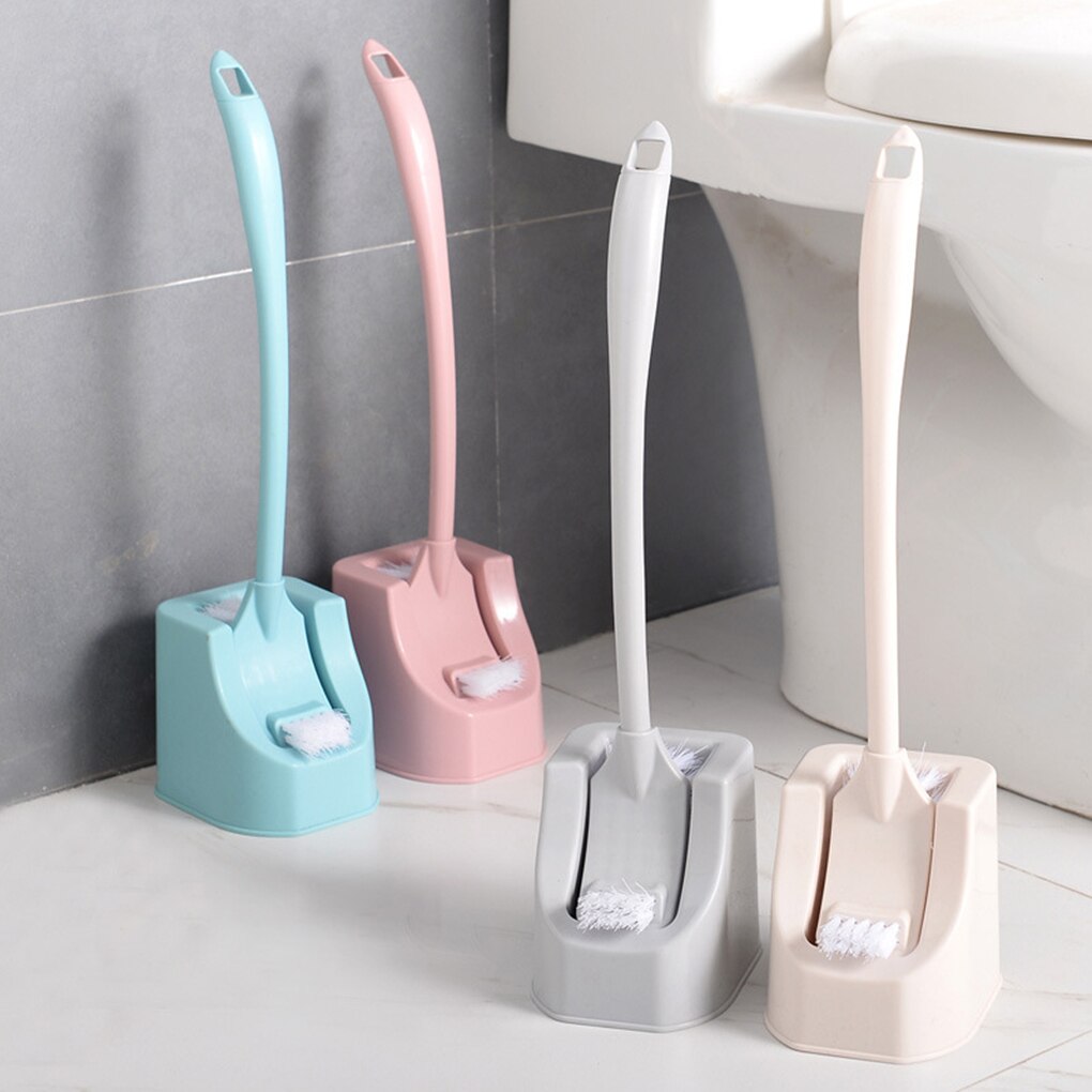 Strong Toilet Cleaning Brush Set Plastic Toilet Brush Scrubber Curved Clean Side Bending Handle Corner Brush Bathroom Cleaning