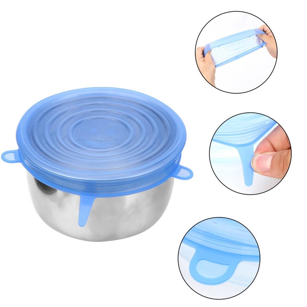 Kitchen Silicone Stretch Lids Silicone Durable Food Saver Covers Stretchable Silicone Food Saver Mixing Bowls Covers 6 Pieces