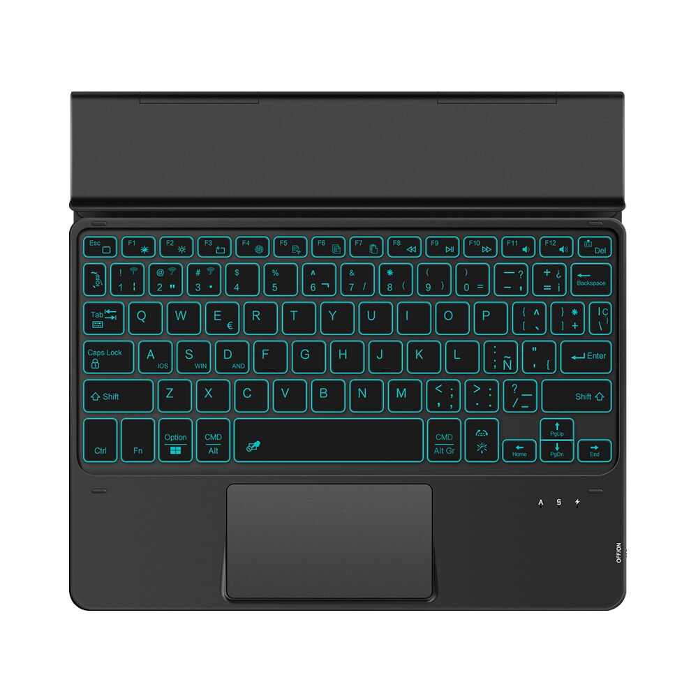 Klawiatura Bluetooth TouchPad podświetlenie dla Samsung Galaxy TAB S7 Plus FE 12.4 &quot;SM-T735 SM-T970 S6 Lite S5e S4 Tab A7 10.4&quot; Tablet: Spanish Black