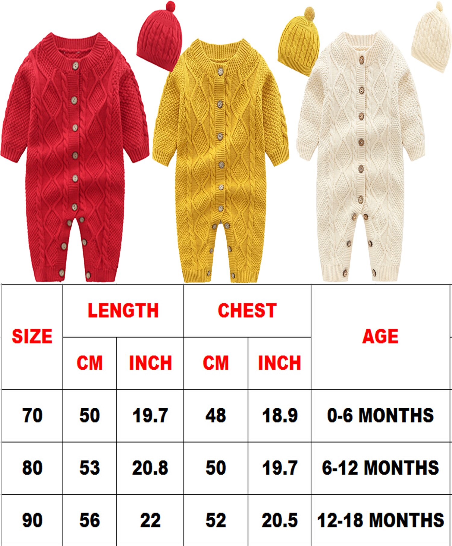 nowo narodzony Dziecko niemowlę chłopcy dziewczyny swetry romper robić na drutach długo rękaw ciepły zima kombinezon stroje ubranie + kapelusz