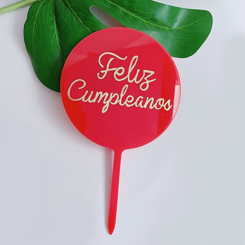 Acrylic Spanish Happy Birthday Cake Topper Feliz Cumpleanos Baking Cake Decoration Kids Birthday Party Favors Cake Toppers