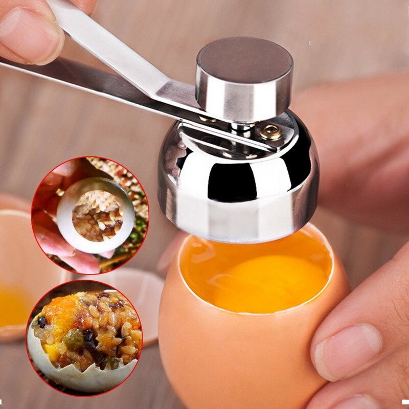 Æggeskalåbner i rustfrit stål miljøkogt æg adskillelse skalskærer hjem køkken ægskåret flaskeåbner gadget