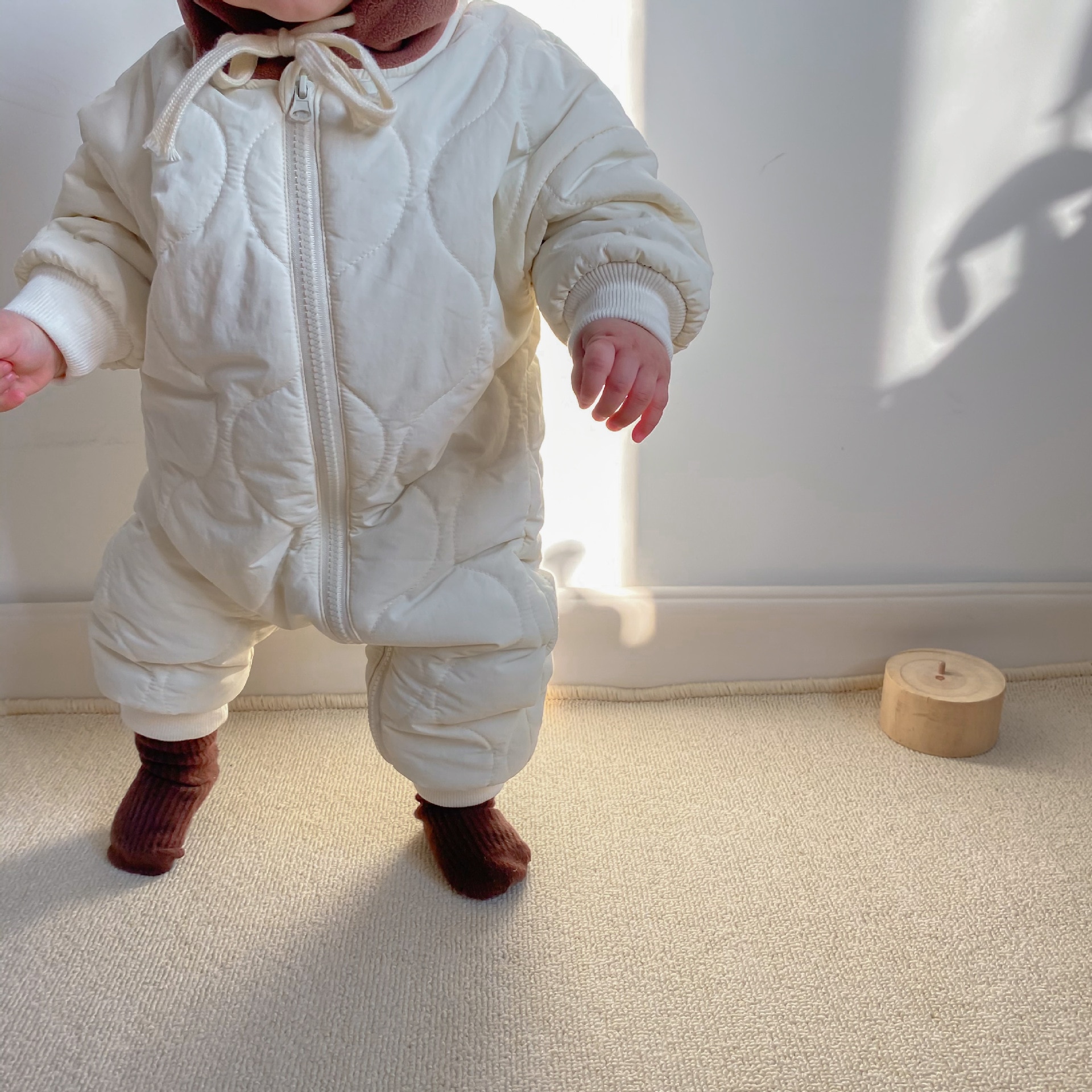 Kleinkind Baby Unten Baumwolle Solide Strampler Neugeborenen Baby Junge Mädchen Mit Kapuze Kleidung Schnee Anzug Winter Gesamt Verdicken Warme Outwear 0-24m