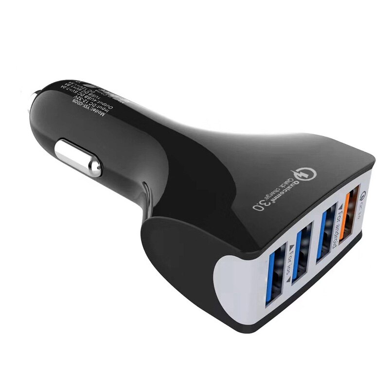 ANMONE – chargeur de voiture 4 ports Usb QC3.0, adaptateur de téléphone portable, Charge rapide, universel, pour Smartphone, GPS, enregistreur de conduite: Black Car Charger