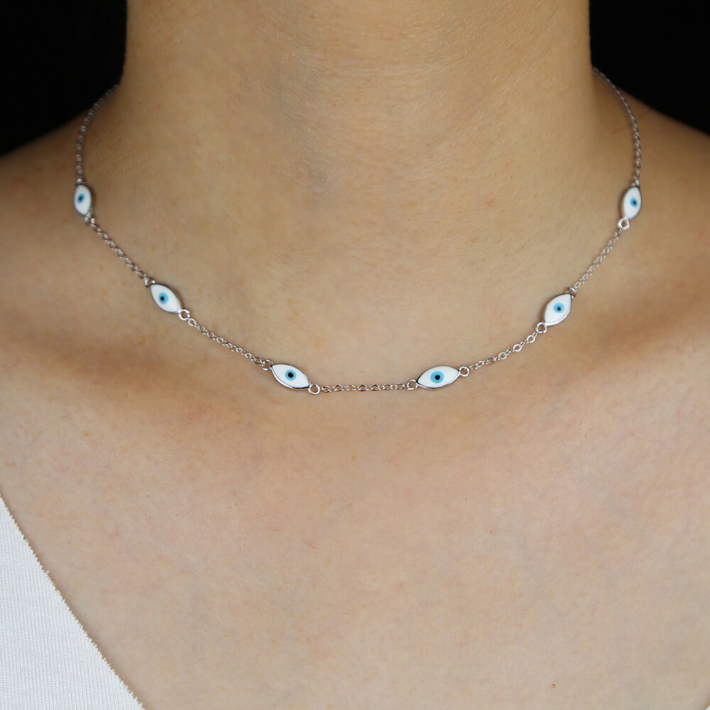 Collier ras du cou en argent Sterling 925 pour femme, bijou de mariage, Micro pavé cubique clair, porte-bonheur, turc, mauvais œil