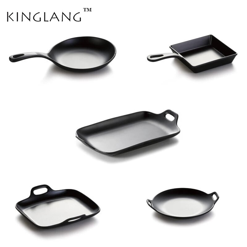 Melamine keuken party display plaat met handvat cookie dienblad zwart kleur schotel