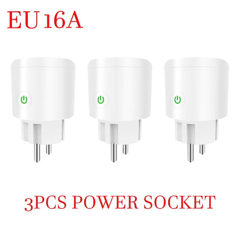 WiFi EU Smart Plug 16A 100-240V Adapter Wireless Remote Voice Control Smart Home Smart LifeTimer Socket For Google Home Alexa: 3 Pieces Plug