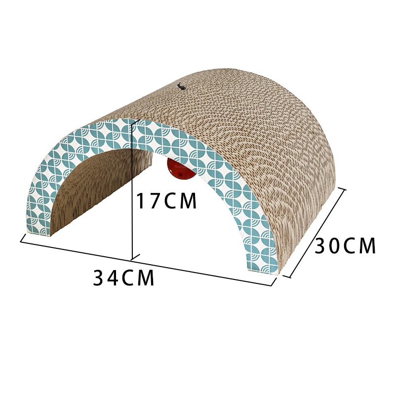 Corrugated Cat Scratch Paper Board Cardboard Catnip Pad Grinding Nails Claw Interactive Protect Furniture Kitten Scratcher Toy: Semicircle with Bell
