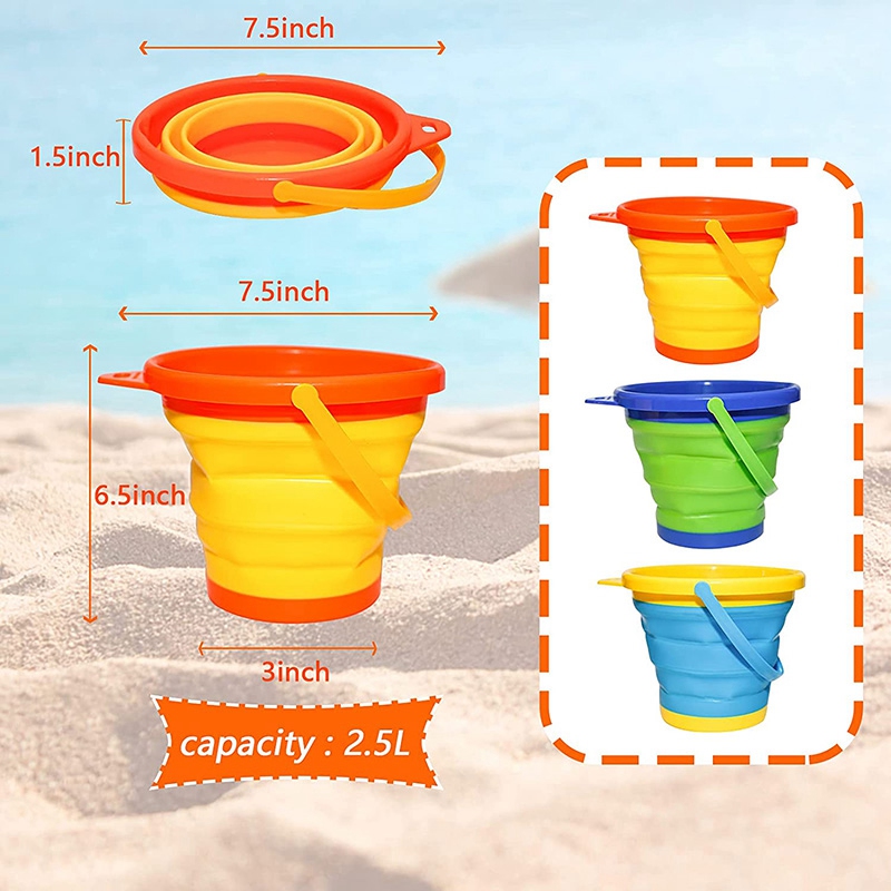 3 Pcs Opvouwbare Emmer, Kinderen Zand Emmer Set, Opvouwbare Emmer, Multi-purpose Strand, zand Emmer, Voor Strand Spelen, 2.5L